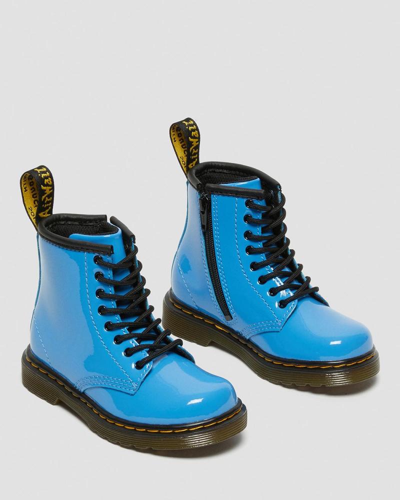 Blue Kids' Dr Martens Toddler 1460 Patent Leather Lace Up Boots | CA 700GSO